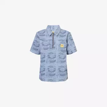 Рабочая рубашка Icecream в полоску с графическим принтом, синий