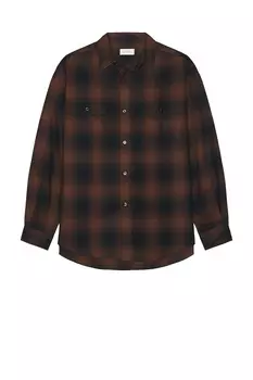 Рабочая рубашка в клетку с эффектом омбре SATURDAYS NYC, коричневый