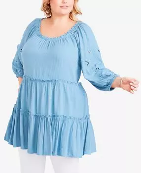 Рабочая туника больших размеров с клеверным вырезом Avenue