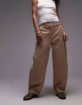 Рабочие брюки ARKET с тройной строчкой в бежевом цвете