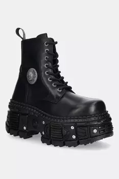 Рабочие кожаные ботинки Itali Negro Grueso, Tank Casco Negro Tornillos New Rock, черный