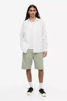 Рабочие шорты свободного кроя H&M, светло-зеленый шалфей
