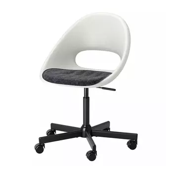 Рабочий стул + подушка Ikea Loberget/Malskar, белый черный/темно-серый