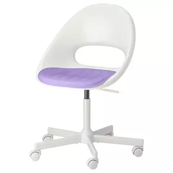 Рабочий стул + подушка Ikea Loberget/Malskar, белый/сиреневый