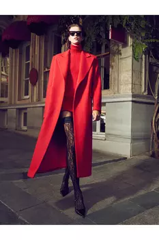 Rachel Araz X - Мини-вязаное платье с высоким воротником Koton, красный