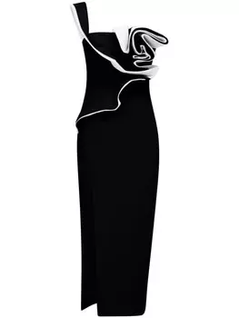 Rachel Gilbert платье-миди Wilder с цветочным узором и розетками, черный