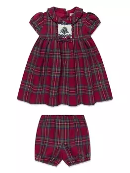 Rachel Riley Christmas Tree checked cotton dress, красный