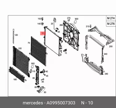 Радиатор двс / coolant radiator A0995007303 MERCEDES-BENZ