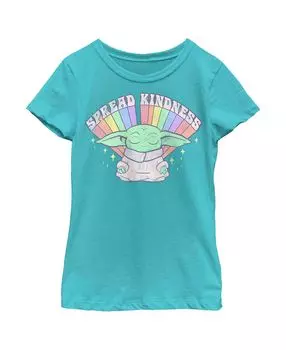 Радужная детская футболка для девочек «Звездные войны: мандалорец распространяет доброту» Disney Lucasfilm