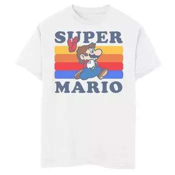 Радужная футболка Nintendo Super Mario Retro Run для мальчиков 8–20 лет Licensed Character, белый