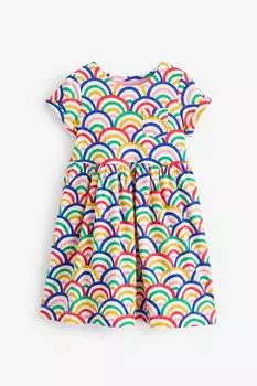 Радужное трикотажное платье с короткими рукавами от бренда Boden, белый