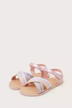 Радужные босоножки с блестками Monsoon, розовый