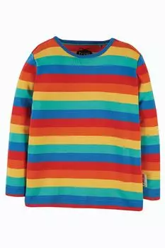 Радужный топ с длинными рукавами из органического хлопка с радужным мотивом Frugi