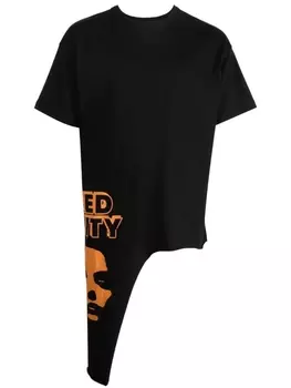 Raf Simons футболка асимметричного кроя с графичным принтом, черный