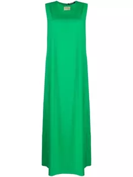 Raf Simons платье макси из вирджинской шерсти с нашивкой-логотипом, зеленый