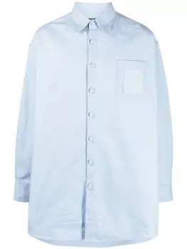Raf Simons рубашка с нашивкой-логотипом, синий