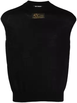 Raf Simons трикотажный жилет с нашивкой-логотипом, черный