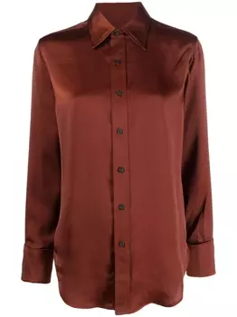 rag & bone атласная рубашка с заостренным воротником, коричневый