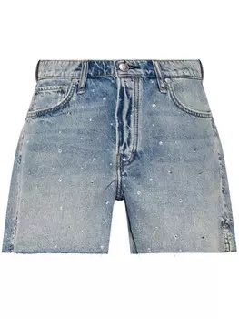 Rag & bone джинсовые шорты со стразами, синий