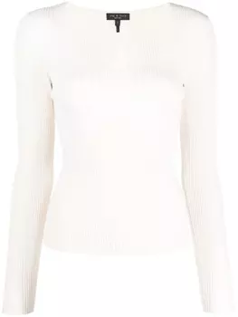 rag & bone футболка с V-образным вырезом и длинными рукавами, нейтральный цвет