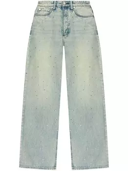 Rag & bone хлопковые джинсы, украшенные стразами, синий
