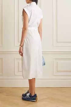 RAG & BONE платье миди Roxanne из хлопкового поплина с поясом, белый