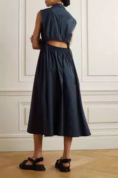 RAG & BONE платье миди Soraya со сборками из хлопкового поплина и вырезами, черный