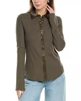 Rag & bone Рубашка на пуговицах из резинки Mix Media, зеленый