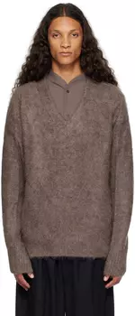 RAINMAKER KYOTO Коричневый свитер с v-образным вырезом