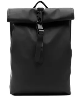 Rains мини-рюкзак Rolltop Rucksack с тисненым логотипом, черный