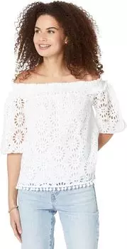 Рэйли Топ Lilly Pulitzer, цвет Resort White Oversized Pinwheel Eyelet