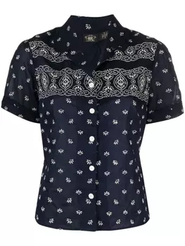 Ralph Lauren блузка Sylvie с цветочной вышивкой, синий