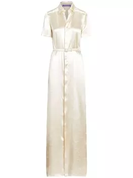 Ralph Lauren Collection атласное платье-рубашка, нейтральный цвет