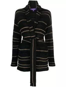 Ralph Lauren Collection кардиган с поясом и контрастной строчкой, черный