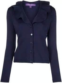 Ralph Lauren Collection кардиган с V-образным вырезом и оборками, фиолетовый