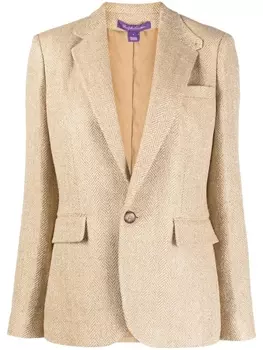 Ralph Lauren Collection однобортный блейзер Kayli с узором в елочку, нейтральный цвет