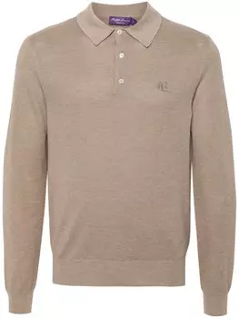 Ralph Lauren Collection рубашка поло с вышитым логотипом, коричневый