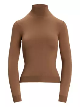 Ralph Lauren Collection шелковый топ с высоким воротником, коричневый