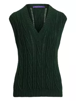Ralph Lauren Collection свитер фактурной вязки без рукавов, зеленый
