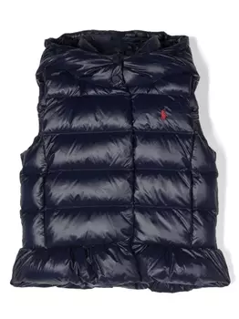 Ralph Lauren дутый жилет с вышитым логотипом, синий