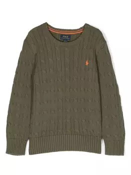 Ralph Lauren джемпер фактурной вязки с логотипом Polo Pony, зеленый