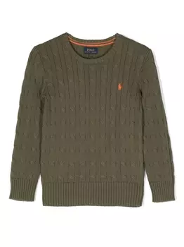 Ralph Lauren джемпер фактурной вязки с логотипом Polo Pony, зеленый