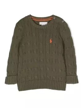 Ralph Lauren джемпер фактурной вязки с логотипом Polo Pony, зеленый