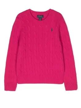 Ralph Lauren джемпер фактурной вязки с вышитым логотипом, розовый
