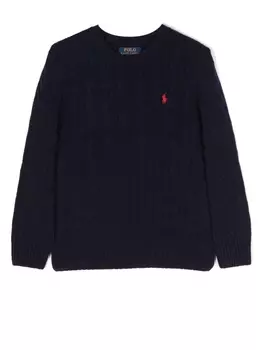 Ralph Lauren джемпер фактурной вязки с вышитым логотипом, синий