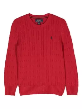 Ralph Lauren джемпер фактурной вязки с вышитым логотипом, красный