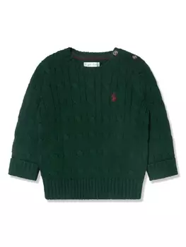 Ralph Lauren джемпер фактурной вязки с вышитым логотипом, зеленый