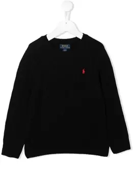 Ralph Lauren джемпер Polo Pony фактурной вязки, черный