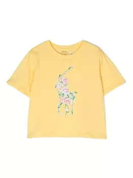 Ralph Lauren футболка с цветочной вышивкой, желтый