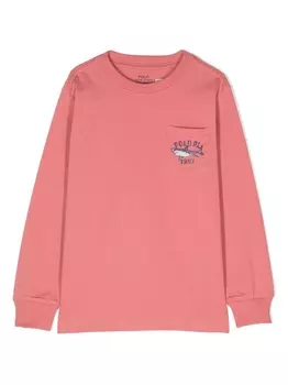 Ralph Lauren футболка с длинными рукавами и логотипом, розовый